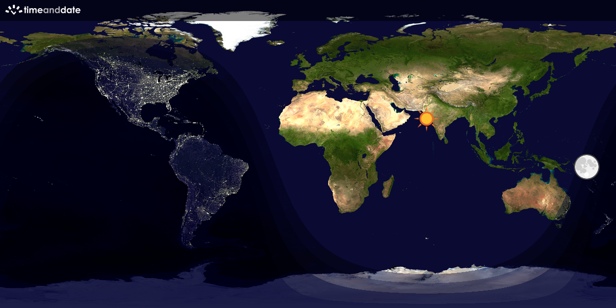 Verdenskart som viser dag og natt 