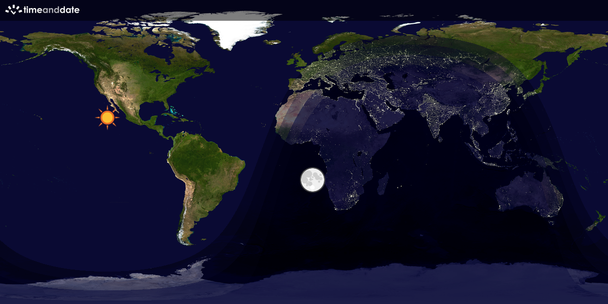 Verdenskart som viser dag og natt 