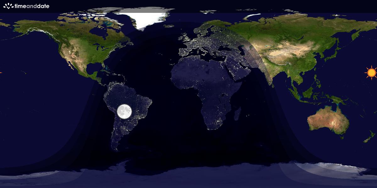 Verdenskart som viser dag og natt 