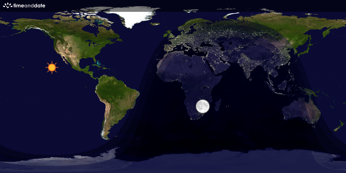 Verdenskart som viser dag og natt 