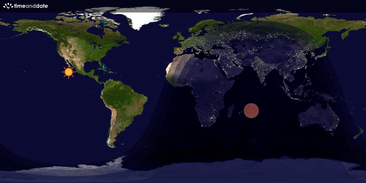 Verdenskart som viser dag og natt 