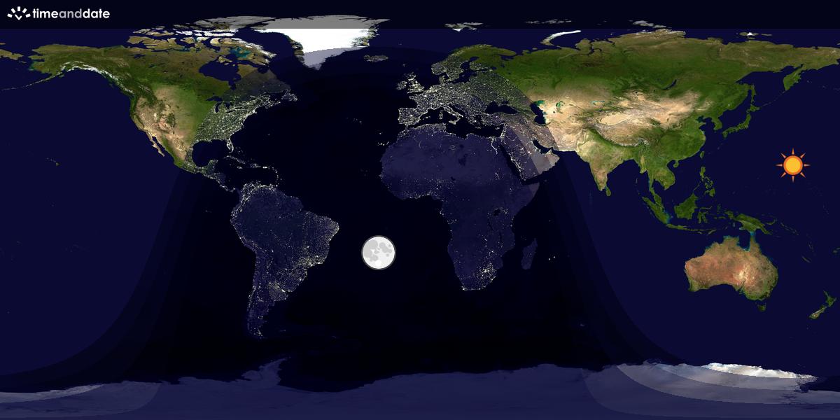 Verdenskart som viser dag og natt 