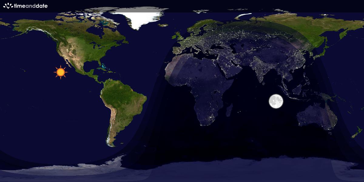 Verdenskart som viser dag og natt 