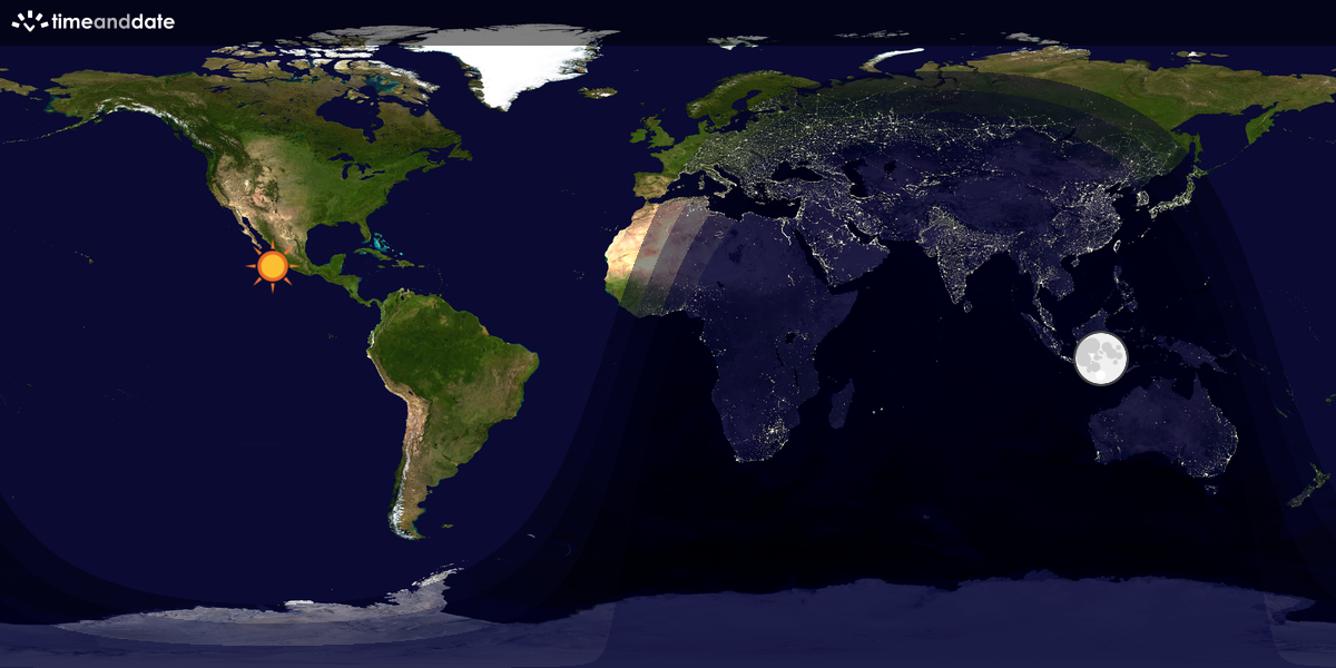 Verdenskart som viser dag og natt 