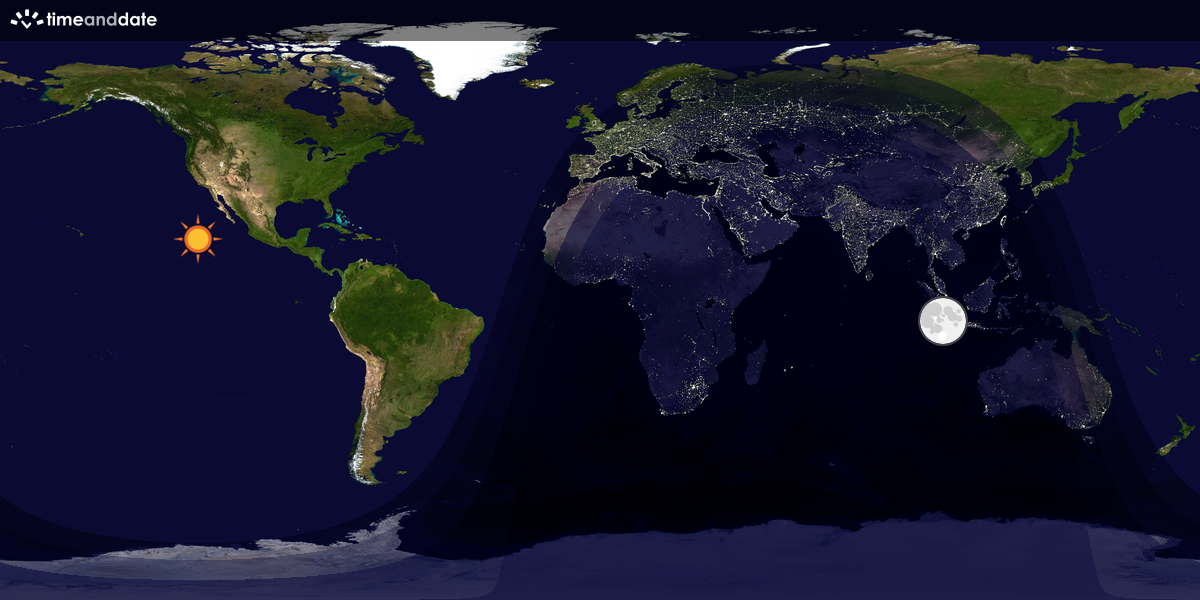Verdenskart som viser dag og natt 