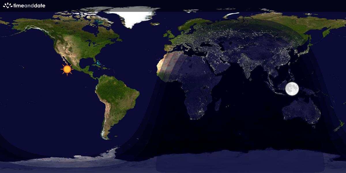 Verdenskart som viser dag og natt 