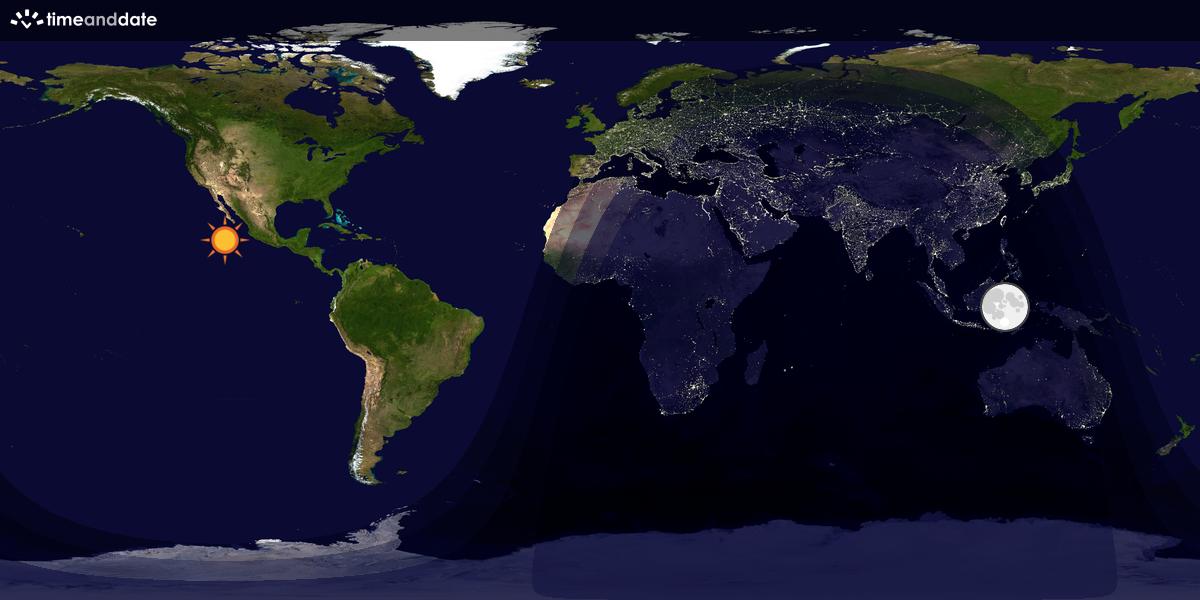 Verdenskart som viser dag og natt 