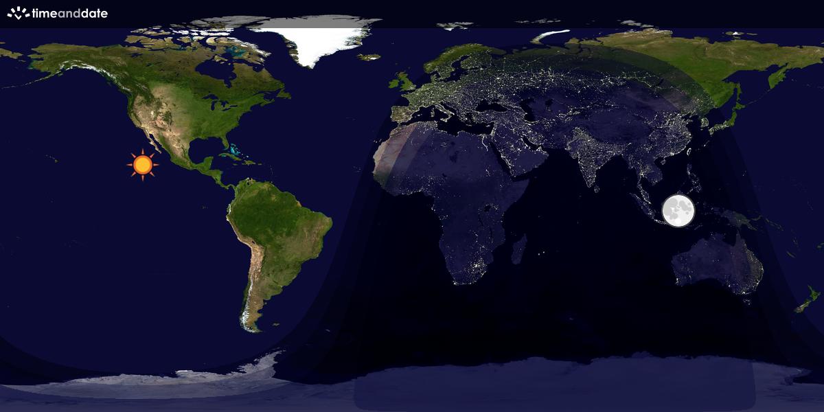 Verdenskart som viser dag og natt 