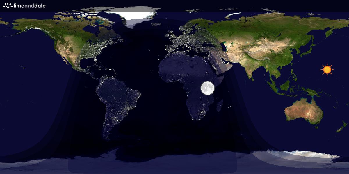 Verdenskart som viser dag og natt 