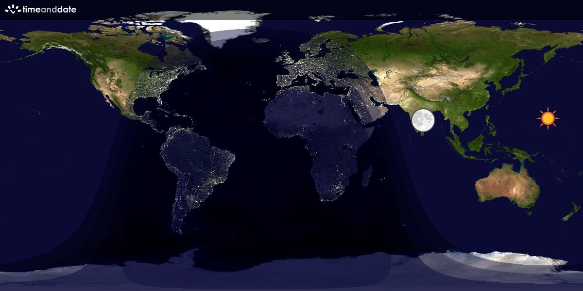Verdenskart som viser dag og natt 