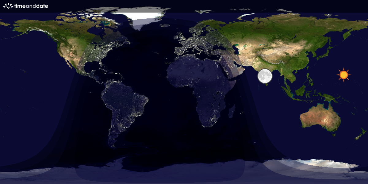 Verdenskart som viser dag og natt 