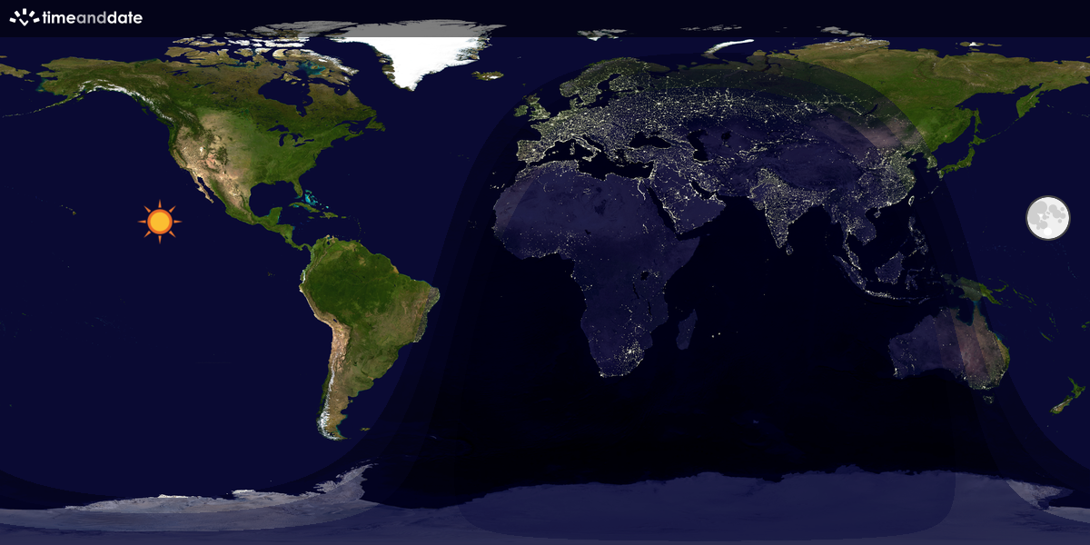 Verdenskart som viser dag og natt 