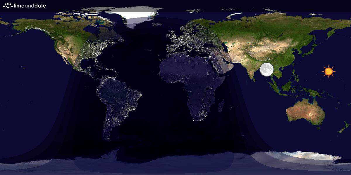 Verdenskart som viser dag og natt 