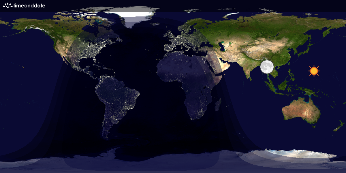 Verdenskart som viser dag og natt 