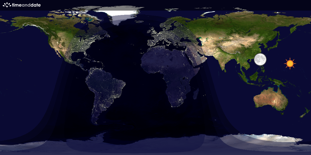 Verdenskart som viser dag og natt 