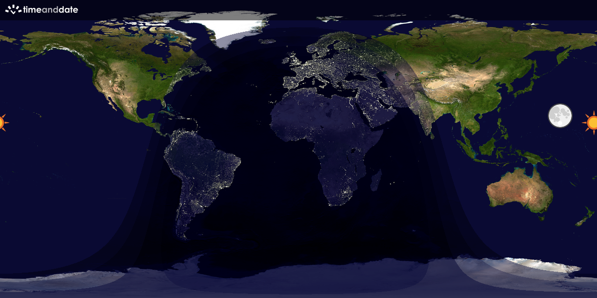 Verdenskart som viser dag og natt 