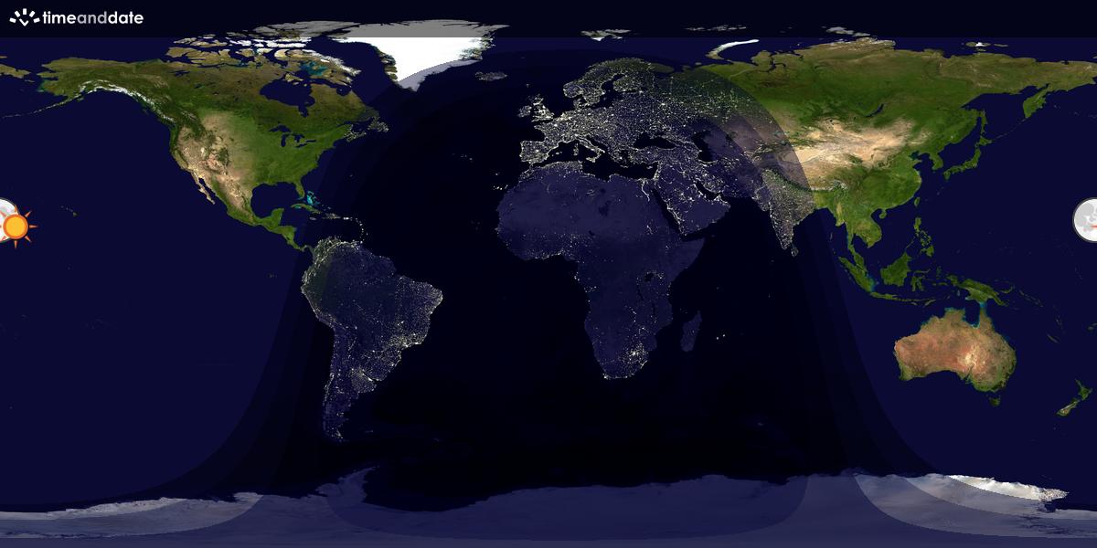 Verdenskart som viser dag og natt 