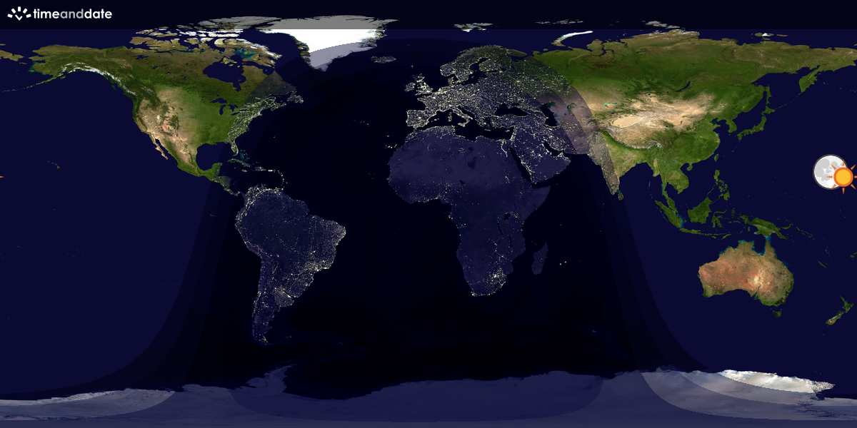 Verdenskart som viser dag og natt 