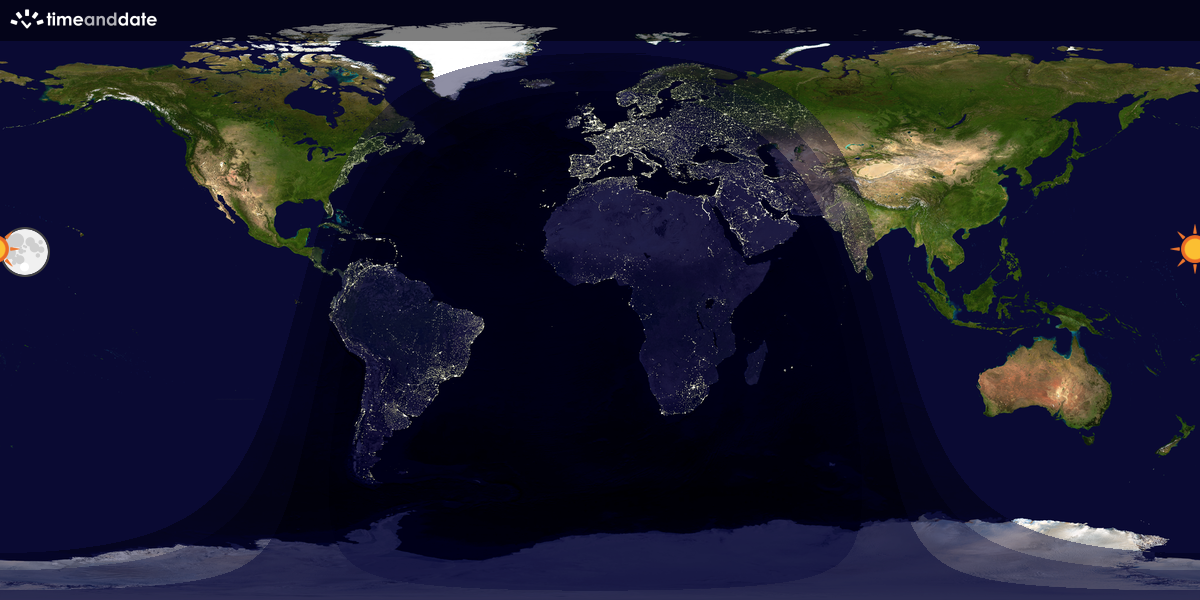 Verdenskart som viser dag og natt 