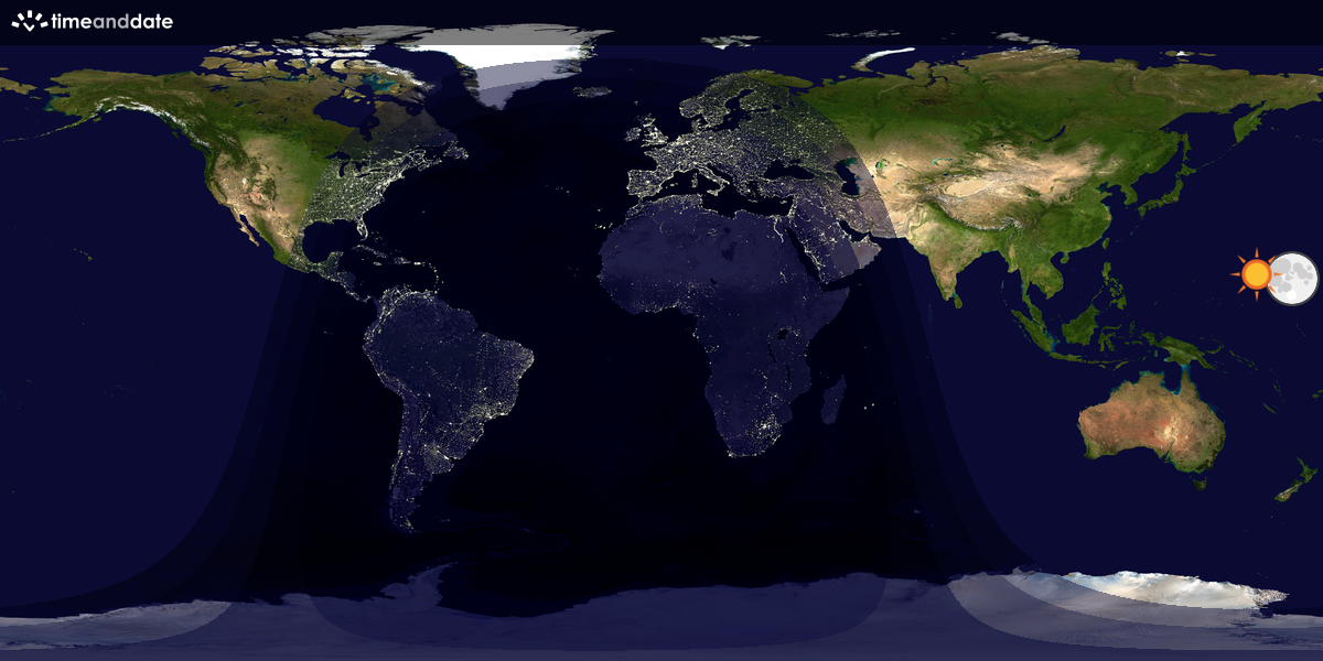 Verdenskart som viser dag og natt 