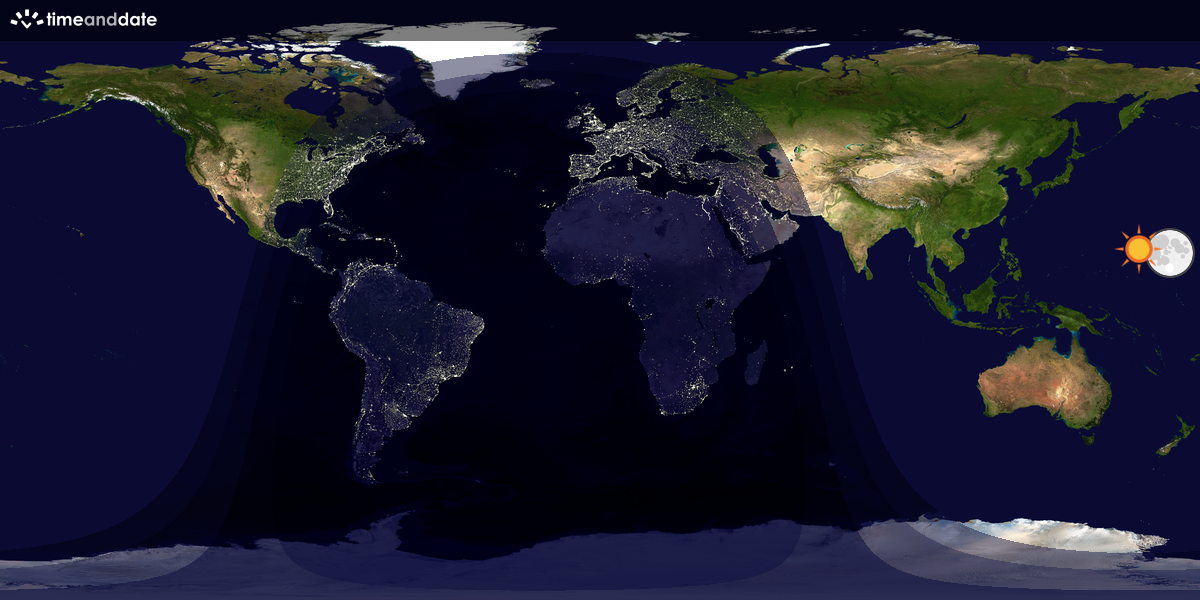 Verdenskart som viser dag og natt 