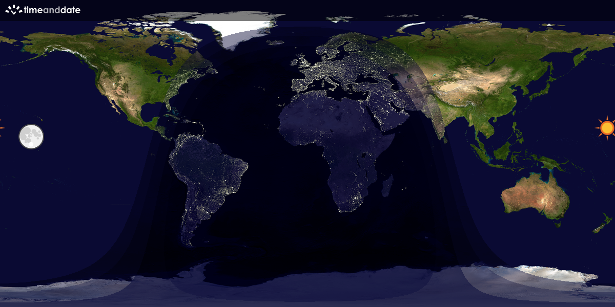 Verdenskart som viser dag og natt 