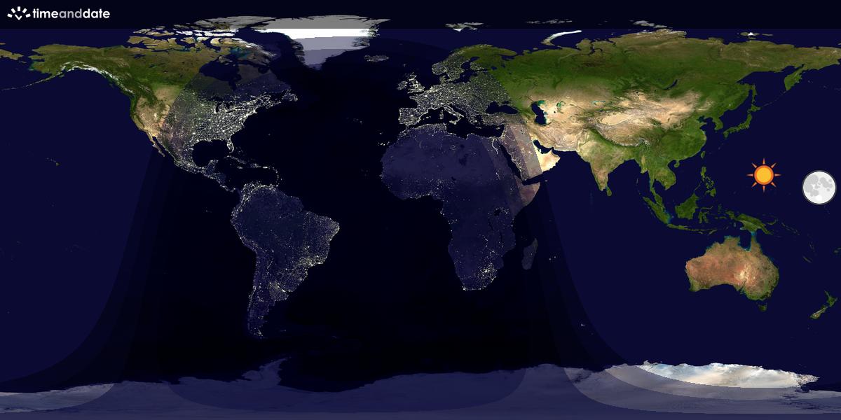 Verdenskart som viser dag og natt 