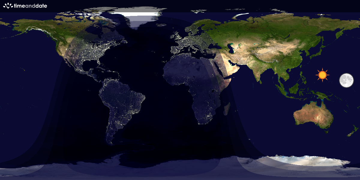 Verdenskart som viser dag og natt 