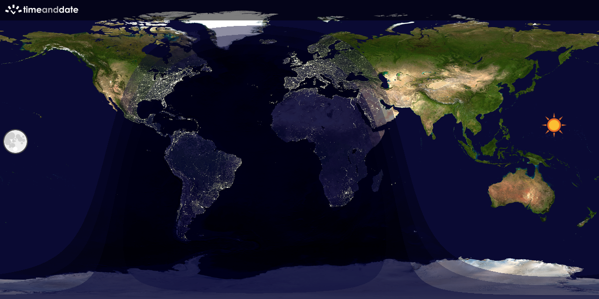 Verdenskart som viser dag og natt 