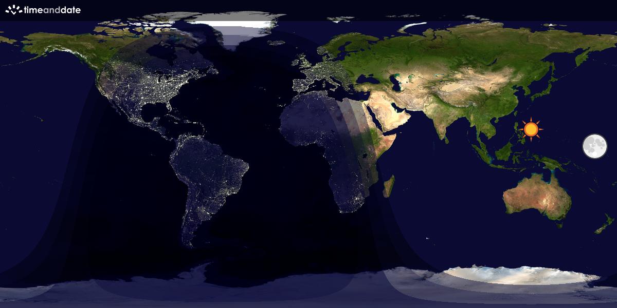 Verdenskart som viser dag og natt 