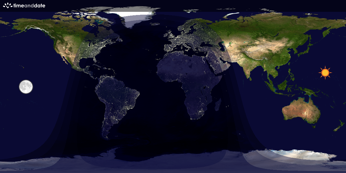 Verdenskart som viser dag og natt 