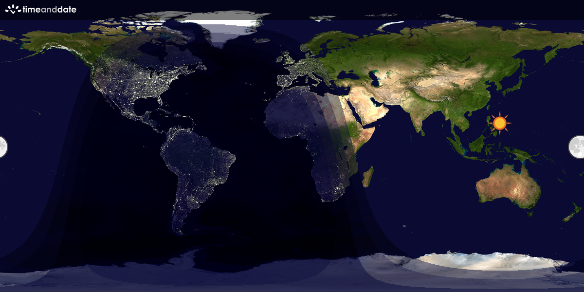 Verdenskart som viser dag og natt 