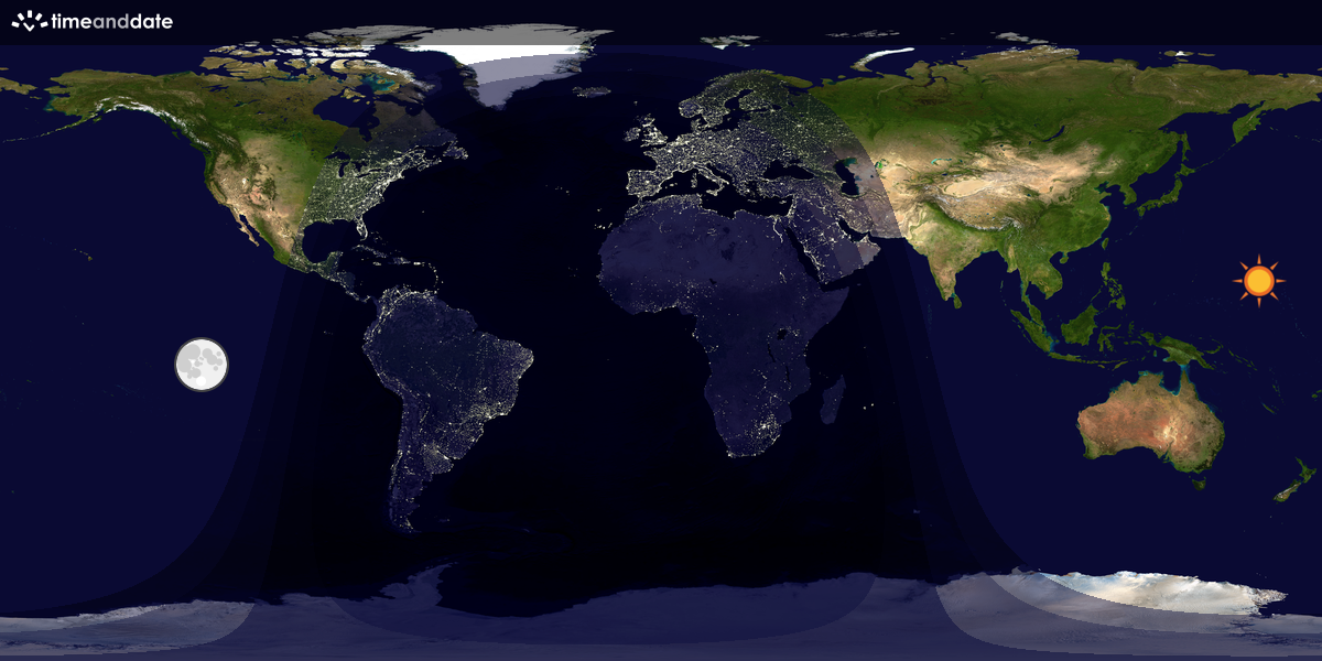 Verdenskart som viser dag og natt 