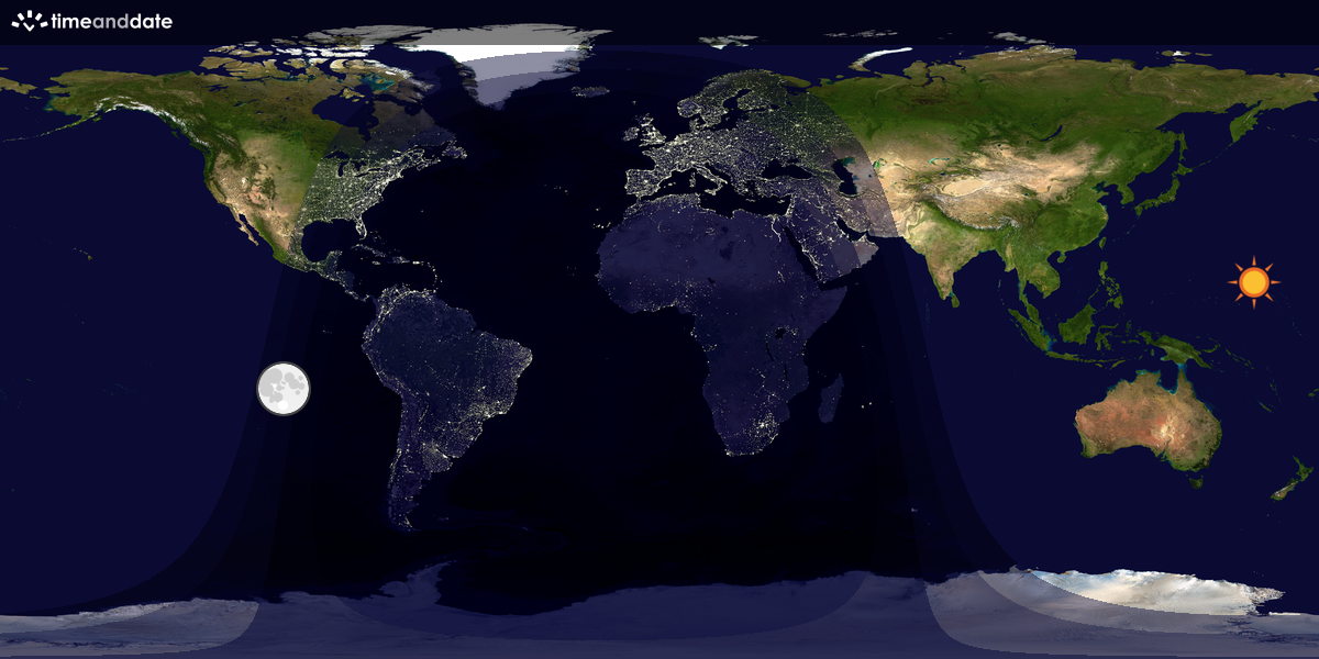 Verdenskart som viser dag og natt 