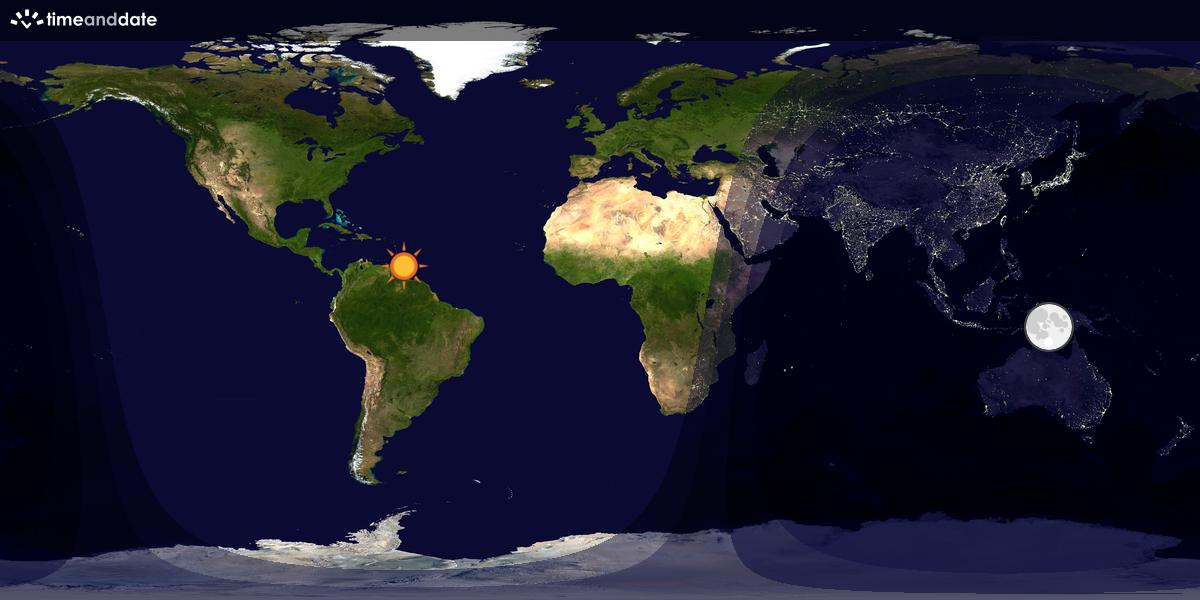 Verdenskart som viser dag og natt 
