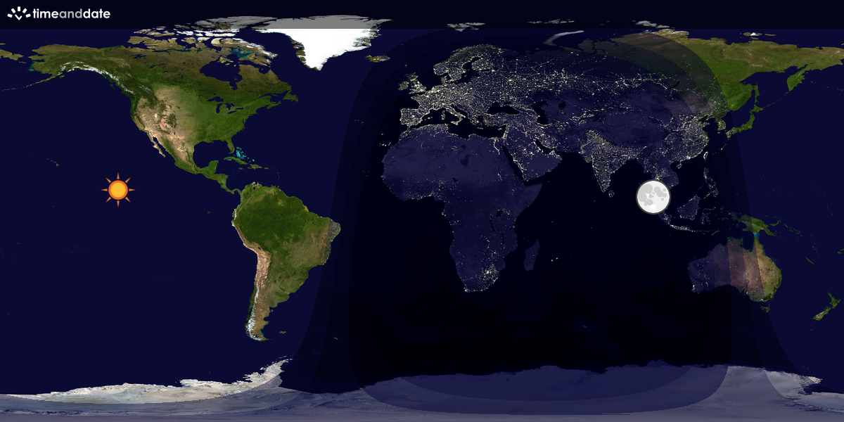 Verdenskart som viser dag og natt 