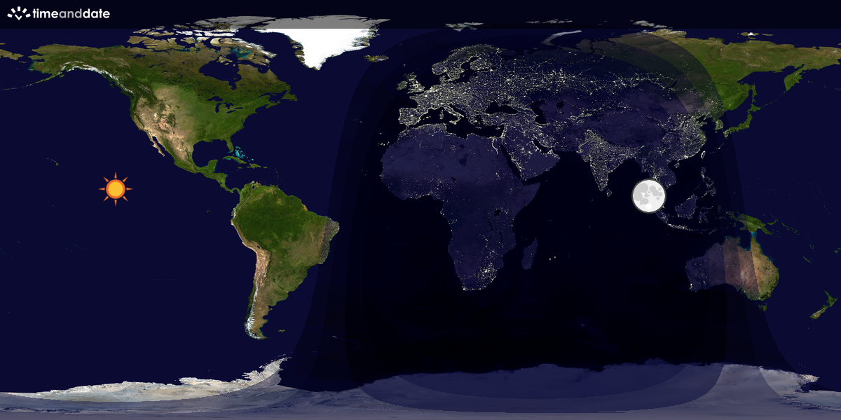 Verdenskart som viser dag og natt 