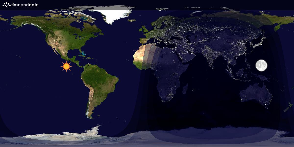 Verdenskart som viser dag og natt 