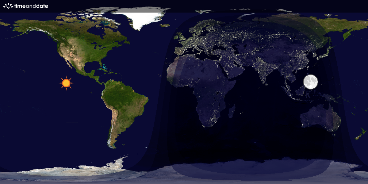Verdenskart som viser dag og natt 