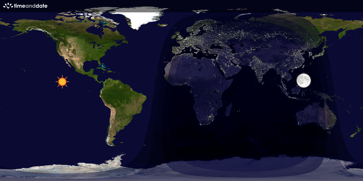 Verdenskart som viser dag og natt 