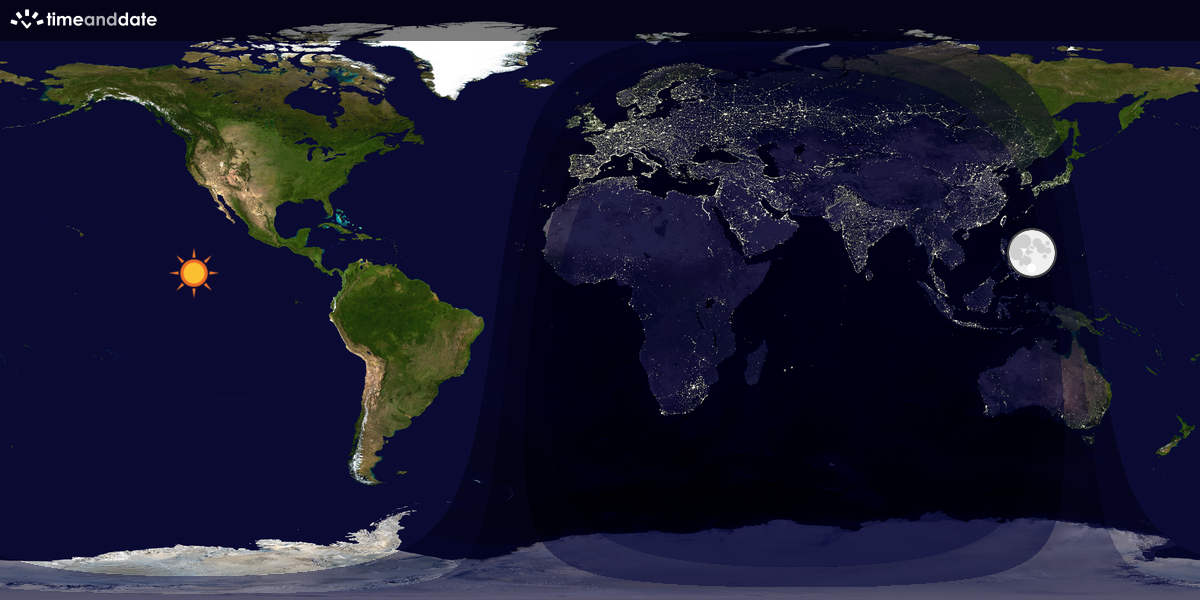 Verdenskart som viser dag og natt 