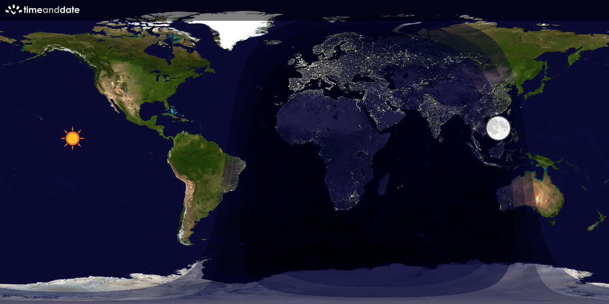 Verdenskart som viser dag og natt 