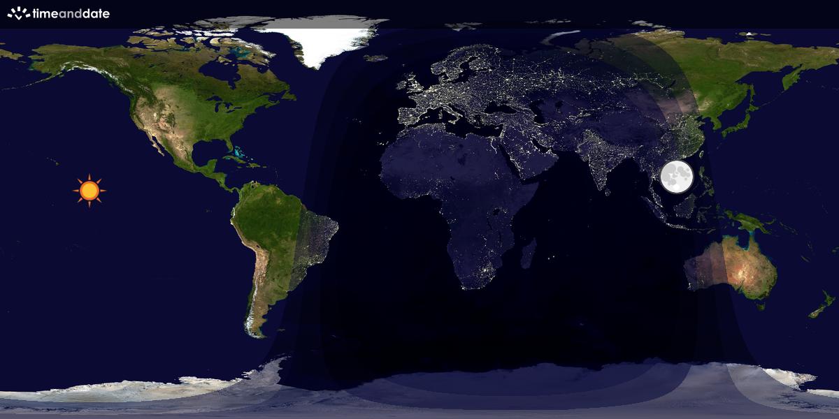 Verdenskart som viser dag og natt 