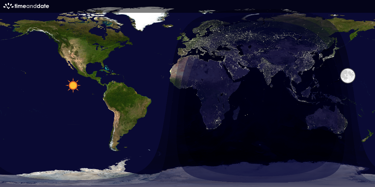 Verdenskart som viser dag og natt 