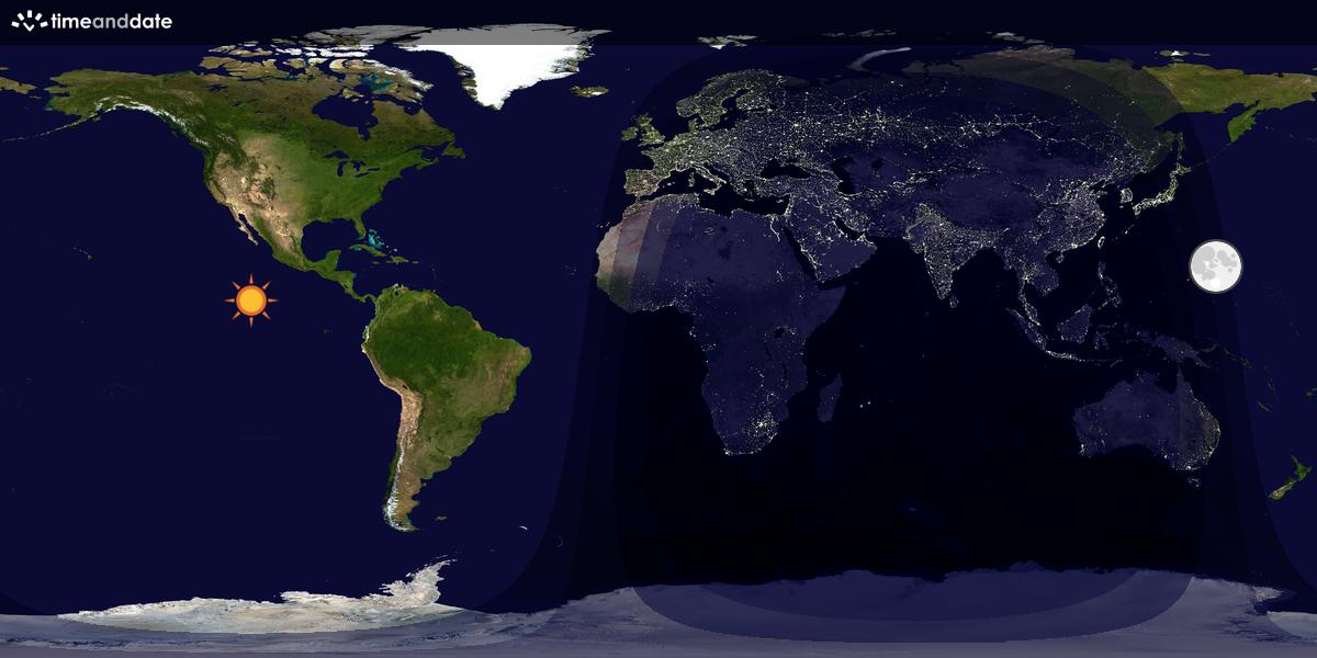 Verdenskart som viser dag og natt 