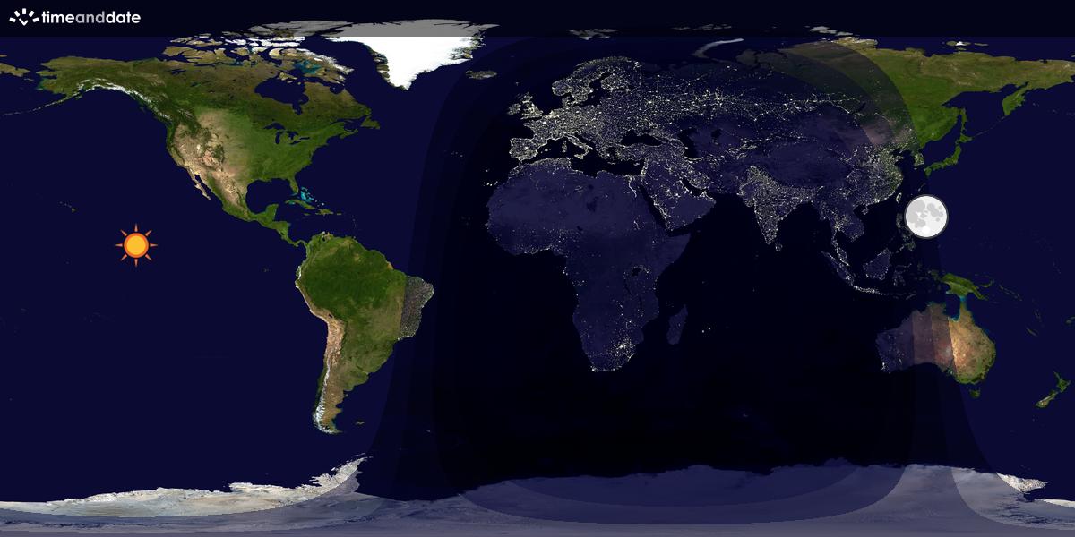 Verdenskart som viser dag og natt 
