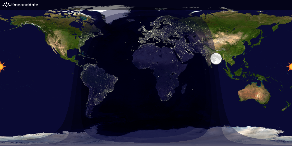 Verdenskart som viser dag og natt 