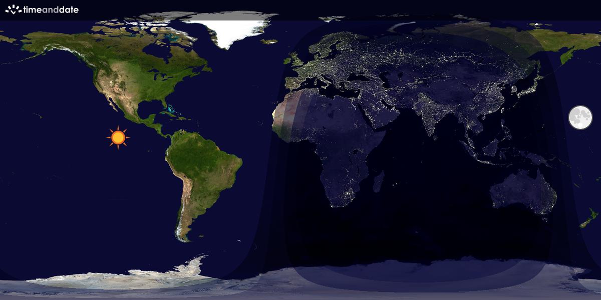 Verdenskart som viser dag og natt 