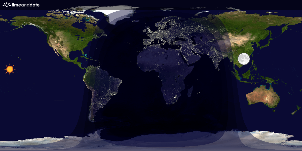 Verdenskart som viser dag og natt 