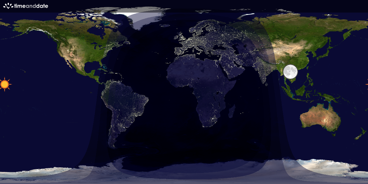 Verdenskart som viser dag og natt 